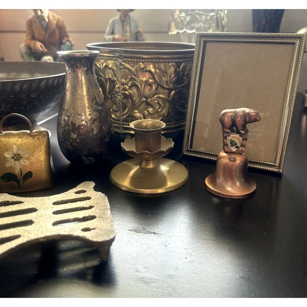 10 piece Vintage Brass, Bras Toned Lot - Decorative Bowl, Planter, Vase & More